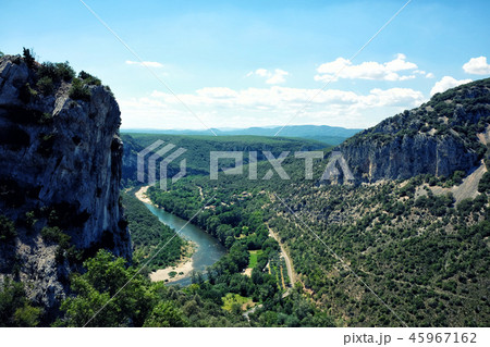 Landscape of Gorges de l'Ardech and Ardeche river 45967162