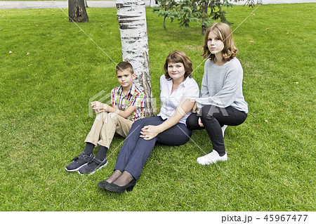 Happiest mother with daughter and son 45967477