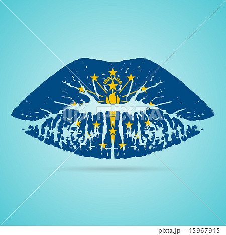 Indiana Flag Lipstick On The Lips Isolated On A White Background. Vector Illustration. 45967945