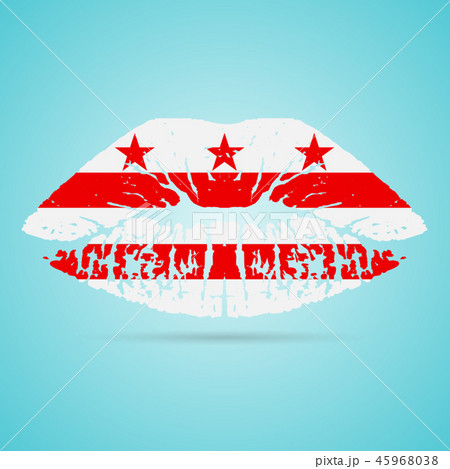 Columbia Flag Lipstick On The Lips Isolated On A White Background. Vector Illustration. 45968038