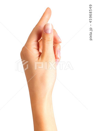 Woman hand with the index finger pointing up Woman hand with the index finger pointing up 45968549