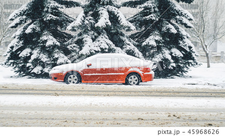 Car under snow in winter. 45968626