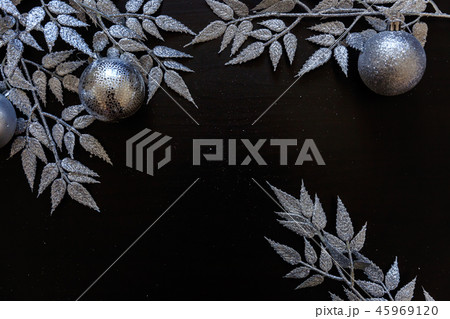 Christmas New Year Composition on dark black background 45969120