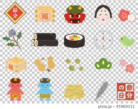 かわいい節分のイラスト素材 45969331
