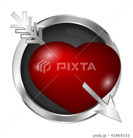 Heart pierced by an arrow in a silver circle 45969333