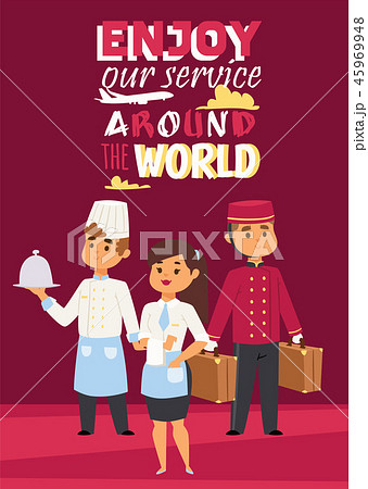Hotel work concept represented poster with text Enjoy our service around the world. Vector Hotel work concept represented poster with text Enjoy our service around the world. Vector 45969948