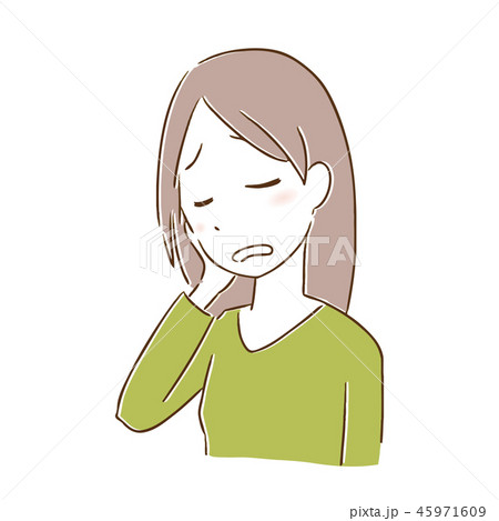 疲れ 疲労 手描き風 女性 一人 上半身 疲れ 疲労 手描き風 女性 一人 上半身 45971609