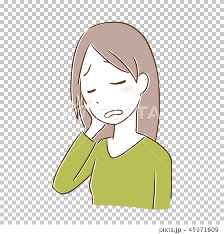 疲れ 疲労 手描き風 女性 一人 上半身 疲れ 疲労 手描き風 女性 一人 上半身 45971609