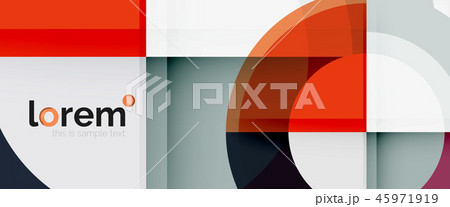 Modern geometric circles abstract background, colorful round shapes with shadow effects 45971919