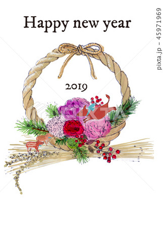 2019年賀状　しめ縄 45971969