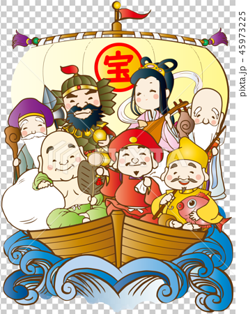 寶船和七個幸運的神-插圖素材[45973225] - PIXTA圖庫