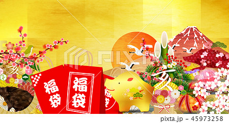 亥　初売り　新年　背景  45973258