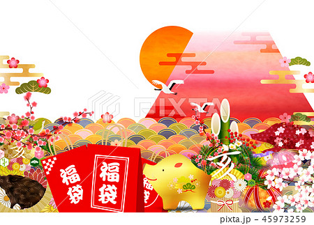 亥　初売り　新年　背景  45973259