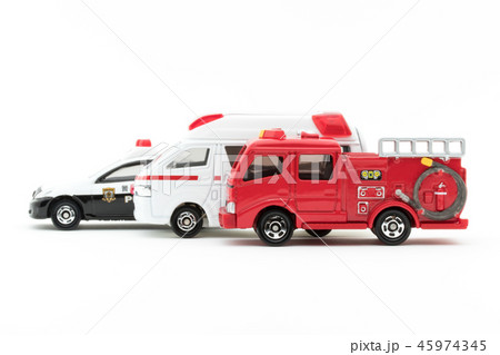 パトカーと救急車と消防車 Police Car Ambulance Fire Truckの写真素材