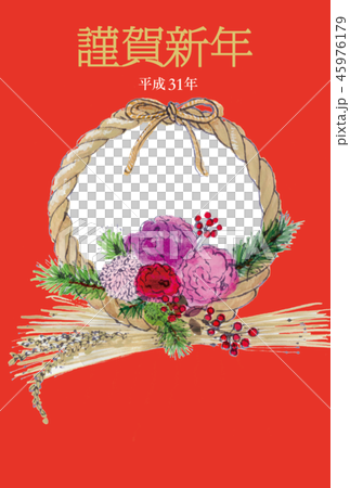 2019年賀状　しめ縄 45976179