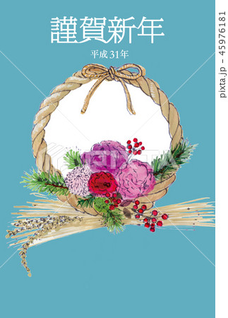 2019年賀状　しめ縄 45976181