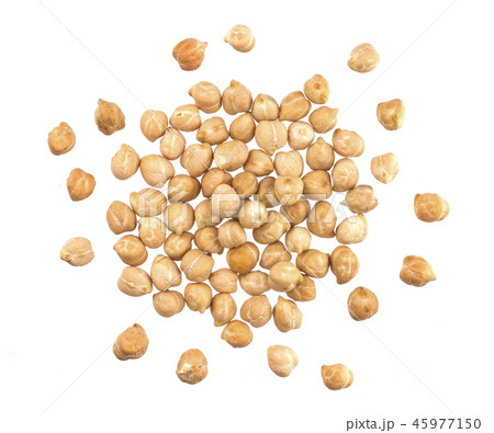 Heap of chickpeas isolated on white background, top view 45977150