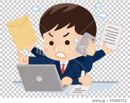 せっせと働くスーツの男性 45980352