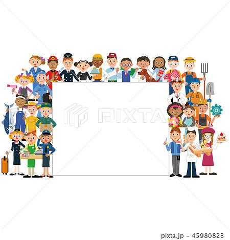 働く人々集合とメッセージボード 働く人々集合とメッセージボード 45980823