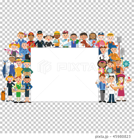 働く人々集合とメッセージボード 働く人々集合とメッセージボード 45980823