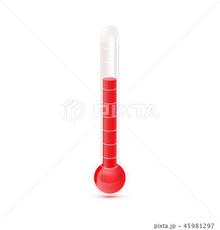 Glossy realistic thermometer with marks on white Glossy realistic thermometer with marks on white 45981297