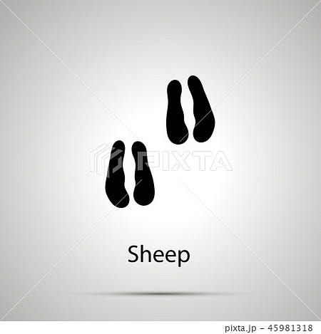 Sheep paws steps imprints, simple black silhouette Sheep paws steps imprints, simple black silhouette 45981318