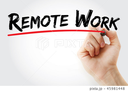 Hand writing Remote work with marker Hand writing Remote work with marker 45981448