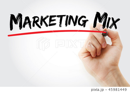 Hand writing Marketing mix with marker 45981449