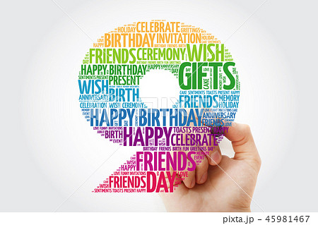 Happy 9th birthday word cloud collage 45981467