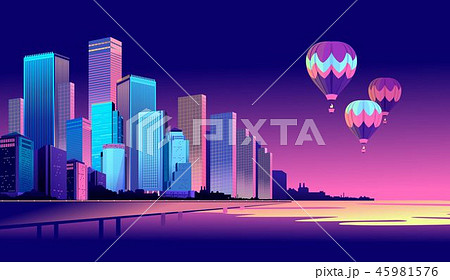 evening cityscape near the water evening cityscape near the water 45981576