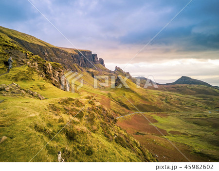 Sunrise over the Quiraing on the Isle of Skye in Scotland. Sunrise over the Quiraing on the Isle of Skye in Scotland. 45982602