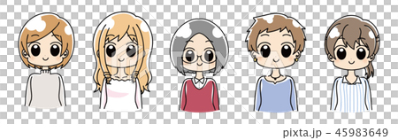 複数の女性のセット 複数の女性のセット 45983649