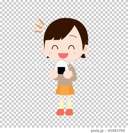 大きなオニギリを食べる女の子 大きなオニギリを食べる女の子 45983704