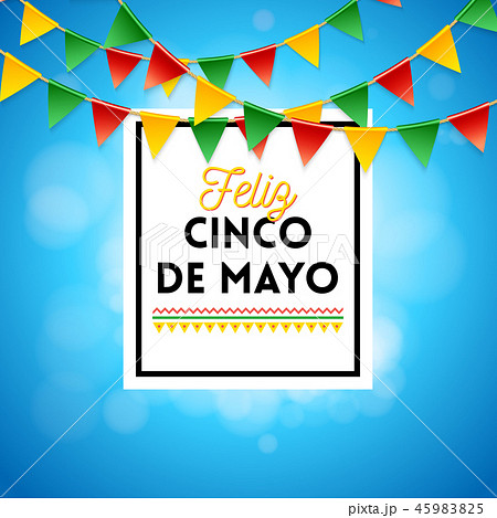White happy fifth of May poster over blue 45983825