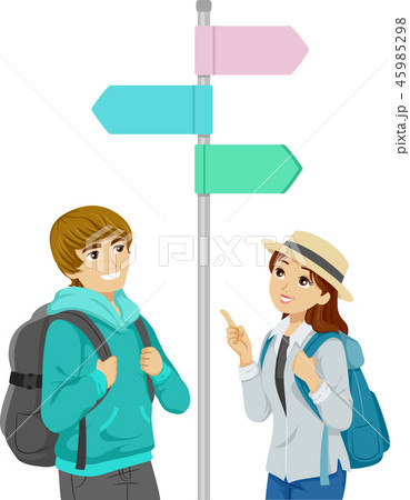 Teen Couple Travel Buddy Illustration 45985298