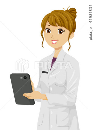 Teen Girl Tablet Science Illustration Teen Girl Tablet Science Illustration 45985332