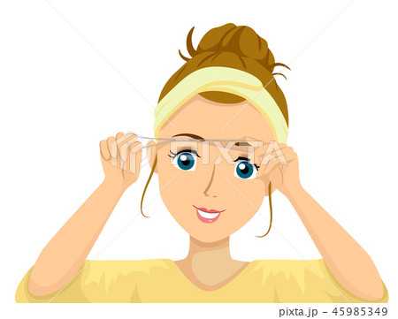 Teen Girl Threading Eyebrow Illustration 45985349