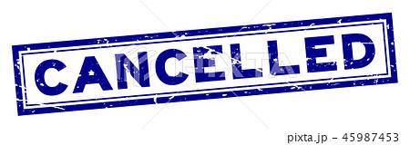 Grunge blue cancelled word square rubber stamp 45987453