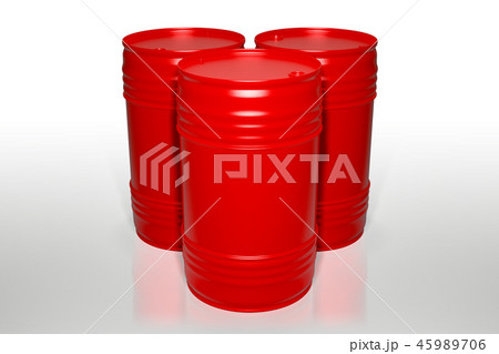 200 liters red oil barrels isolated on white 200 liters red oil barrels isolated on white 45989706