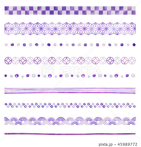 和柄 ラインセット 紫 のイラスト素材