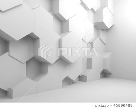 Hexagonal pattern on wall, 3d render 45990489