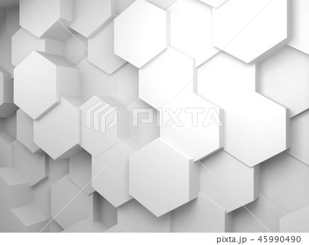 Background with hexagon pattern on wall, 3d 45990490