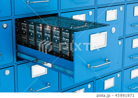 Server racks in filing cabinet. Data storage Server racks in filing cabinet. Data storage 45991971