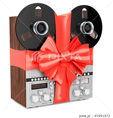 Retro reel-to-reel tape recorder with bow 45991972