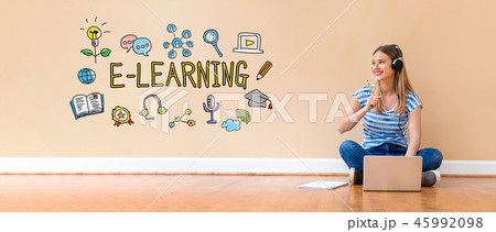 E-Learning with woman using a laptop computer E-Learning with woman using a laptop computer 45992098