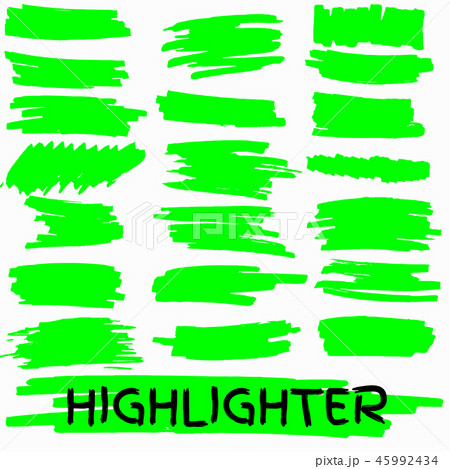 Green watercolor hand drawn highlight set  45992434