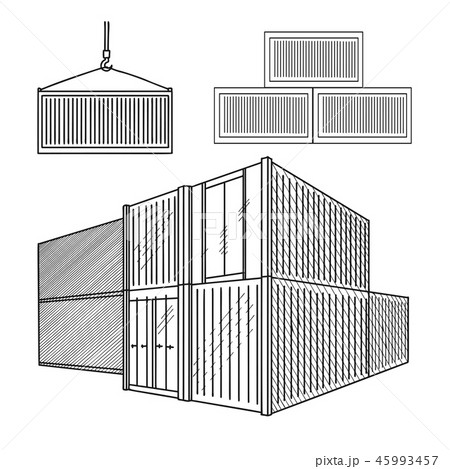 Sketch different containers. Hand drawn. 45993457