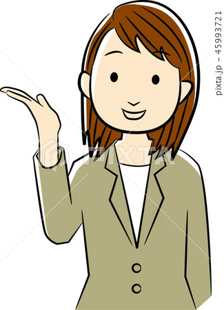 ビジネス スーツの女性 案内 こちら 説明 45993721