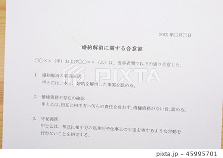 婚約解消に関する合意書 婚約解消に関する合意書 45995701