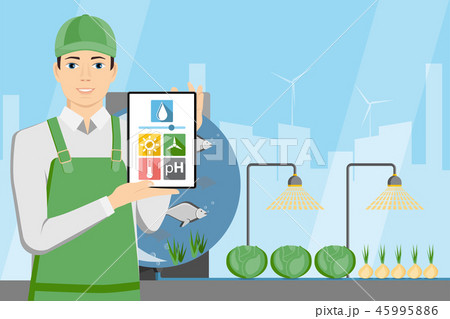 Farmer with digital tablet. 45995886